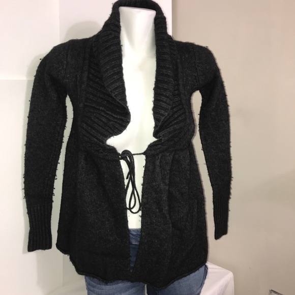 KOKOMO GreyBlack Cashmere Angora Wrap KnitCardigan - Picture 3 of 13